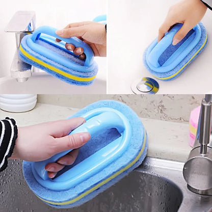 Kitchen Bathroom Toilet Cleaning Brush Sponge Glass Wall Cleaning Brushes Handle Sponge Ceramic Window Slot Clean Brushes Tools
