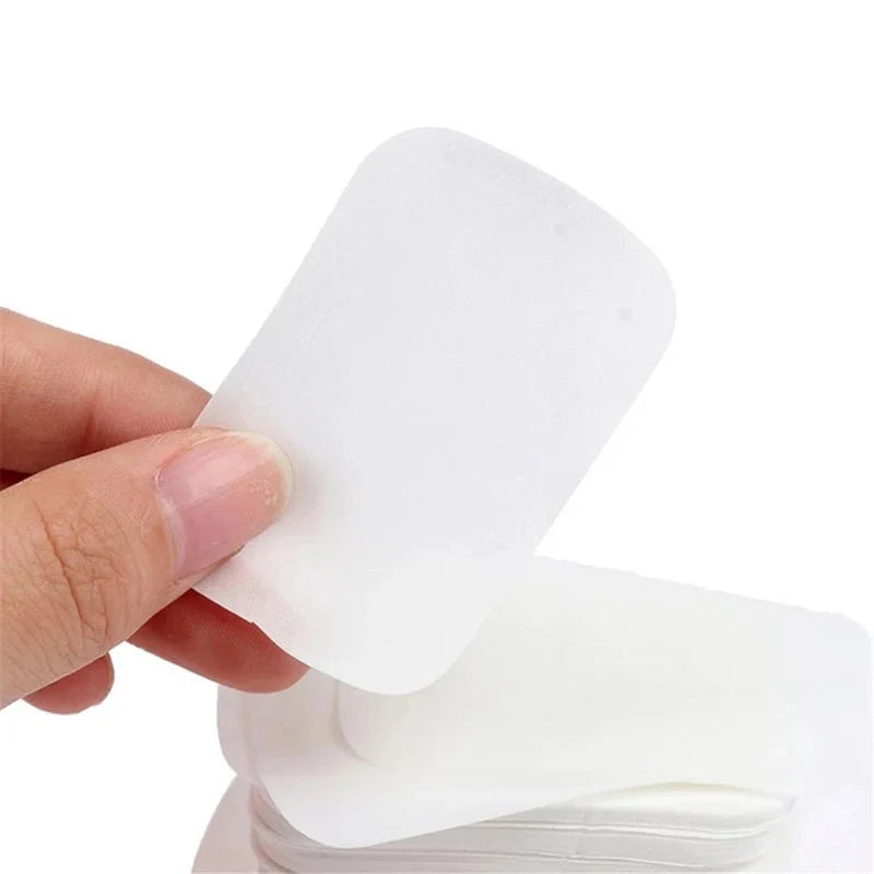 20/50/60/80/100pcs/lot Portable Bath Hand Washing Slice Sheets Outdoor Travel Scented Foaming Soap Paper Bath Clean Soap Tablets