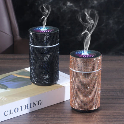 Luxury Shiny Car Diffuser Humidifier with LED Light Diamond Auto Air Purifier Diffuser Air Freshener Bling Car Accessories