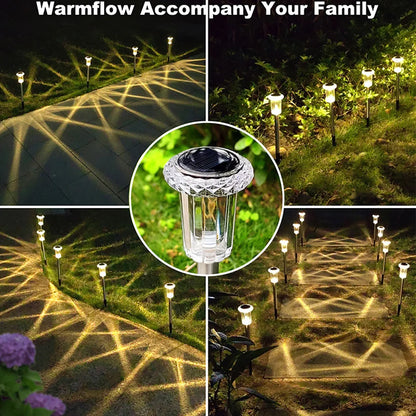 Solar Pathway Lights Bright RGB Color Changing Warm White Outdoor Waterproof Garden Lamp Powered Landscape Path Lights for Yard