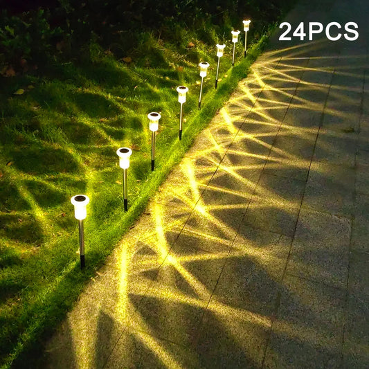 Solar Pathway Lights Bright RGB Color Changing Warm White Outdoor Waterproof Garden Lamp Powered Landscape Path Lights for Yard